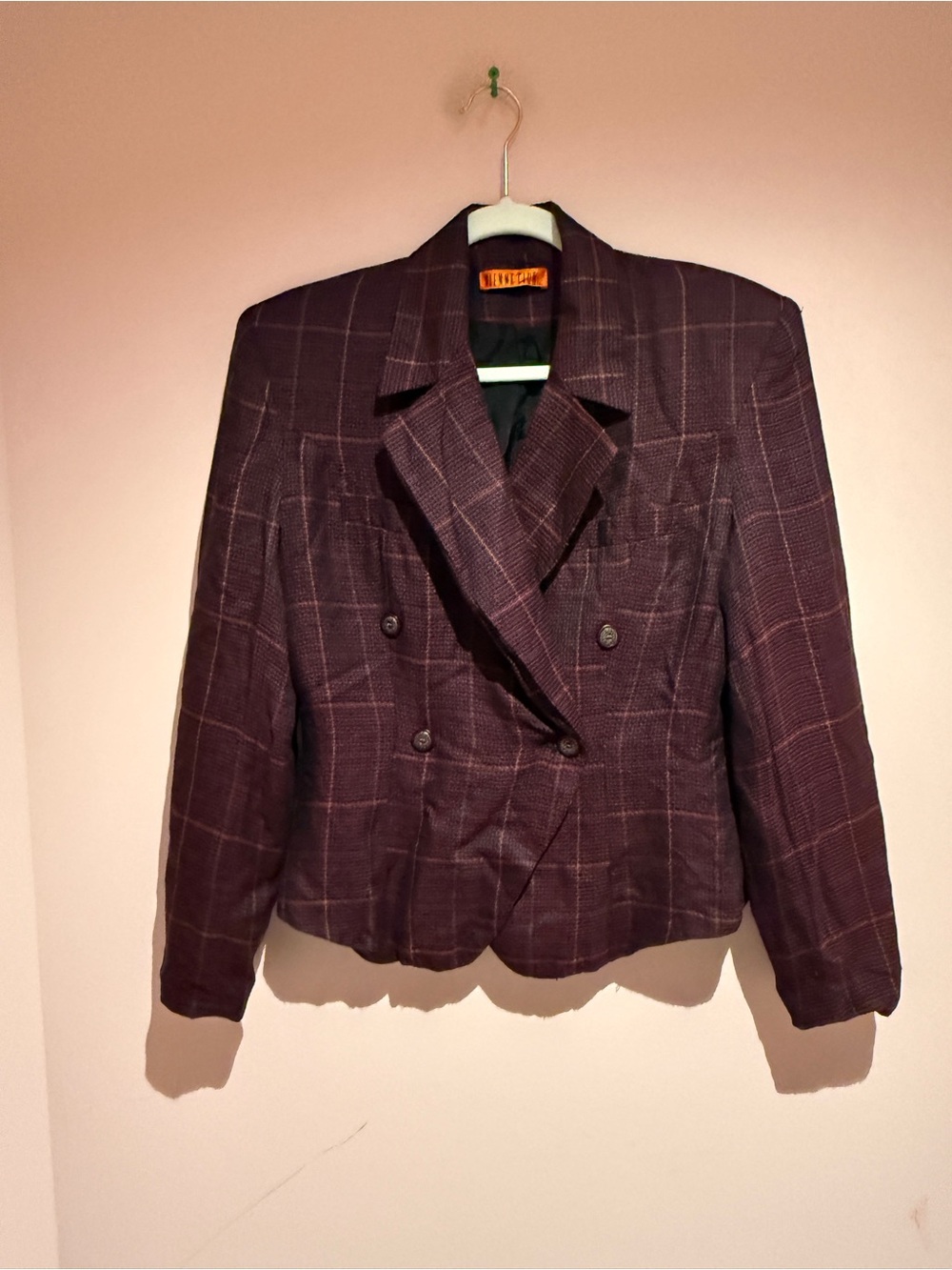 Vienna Club Vintage  80s/90s Double-Breasted Windowpane Blazer